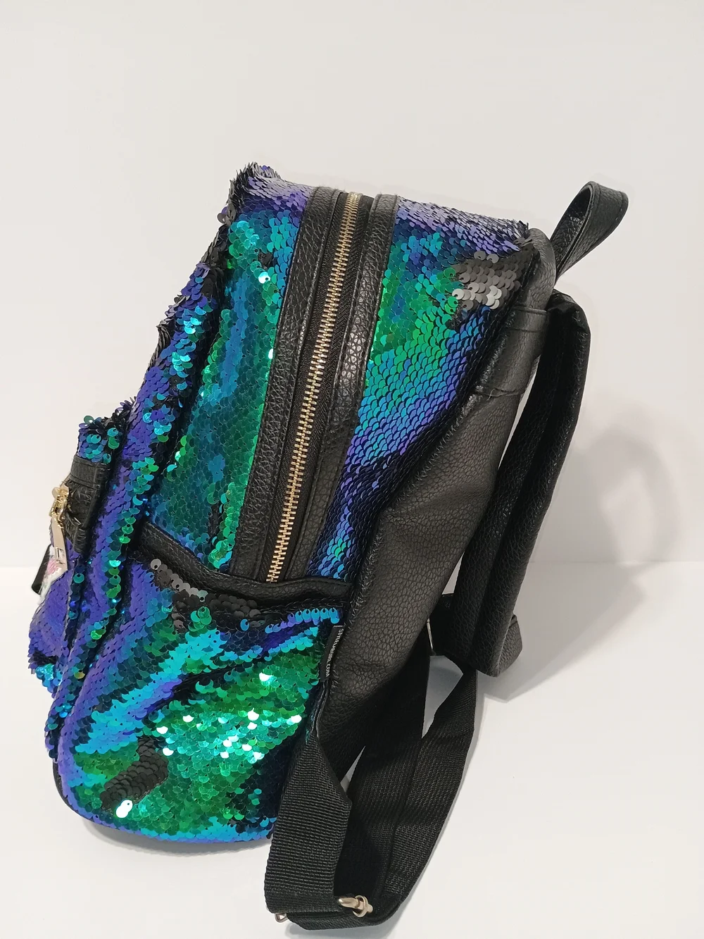 Style Lab Girl Mermaid Sequin Mini Backpack Purse Bird & Hummingbird Patc